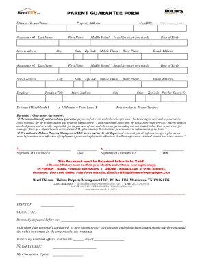 Parent Guarantee Form