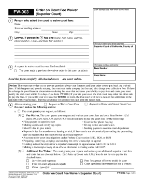 California Court Fee Waiver Request