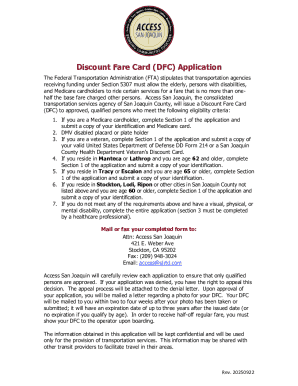Access San Joaquin Discount Fare Card Application