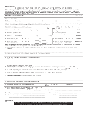 California Doctor's First Report of Occupational Injury or Illness