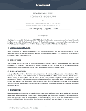 Homeward Sale Contract Addendum