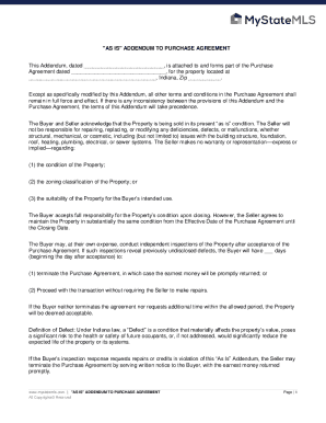 "As Is" Addendum to Purchase Agreement