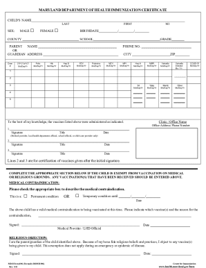 Maryland Immunization Certificate