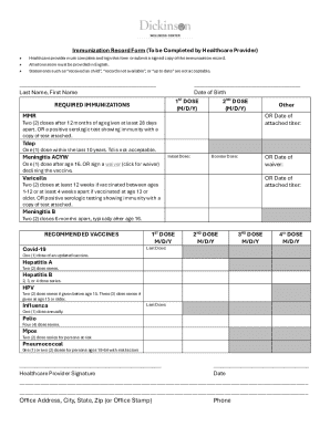Immunization Record Form