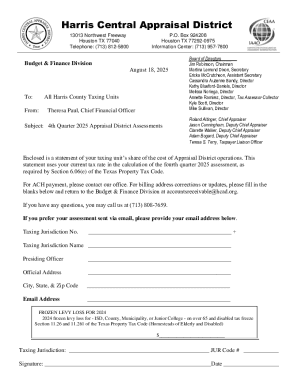 Harris County 4th Quarter 2025 Appraisal District Assessments