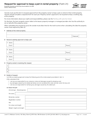 Request for Approval to Keep a Pet in Rental Property