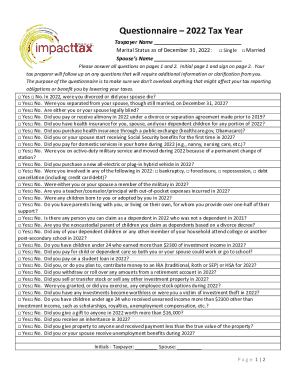2022 Tax Questionnaire