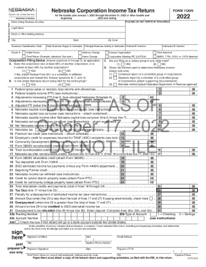 Nebraska Corporation Income Tax Return Form 1120N