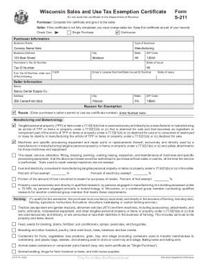 Wisconsin Sales and Use Tax Exemption Certificate