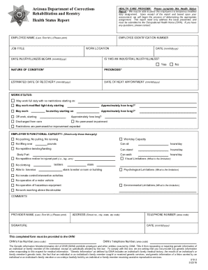 Arizona Health Status Rehabilitation Report