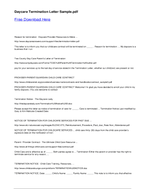 Daycare Termination Letter Template