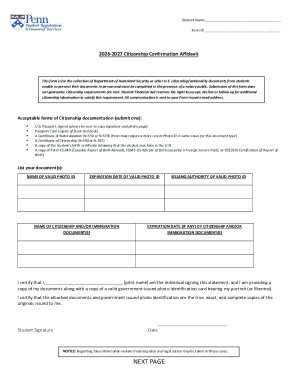 2026-2027 Citizenship Confirmation Affidavit