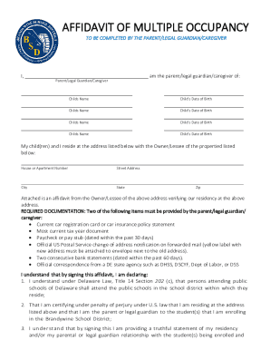 Affidavit of Multiple Occupancy