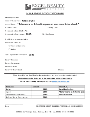 Disbursement Authorization Form
