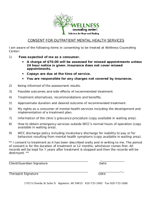 Consent for Outpatient Mental Health Services