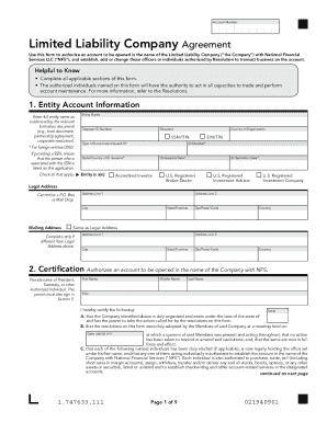 Limited Liability Company Account Authorization Form