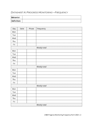 USBE Progress Monitoring Frequency Form