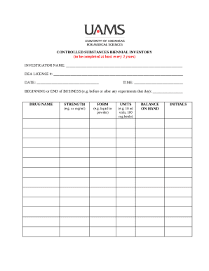 Controlled Substances Biennial Inventory Form