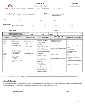 New Mexico Adult Education Intake Form