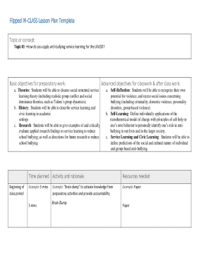 Flipped IN-CLASS Lesson Plan Template