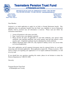 Teamsters Pension Trust Fund Retirement Application