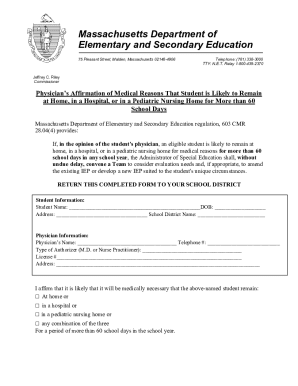 Physician’s Affirmation of Medical Reasons