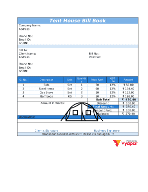 Tent House Bill Book