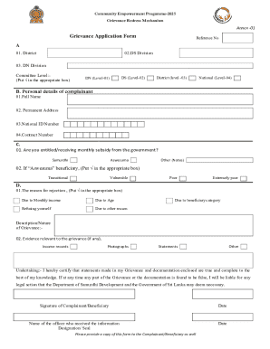 Grievance Application Form