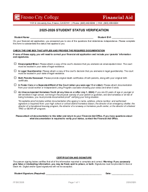 2025-2026 Student Status Verification Form