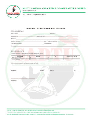 SADTU Savings Increase Decrease Form