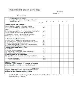 Judges Score Sheet