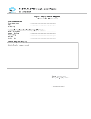 Industrial Internship Logbook Form