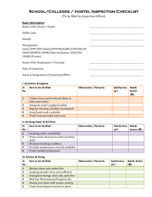 School/Hostel Inspection Checklist