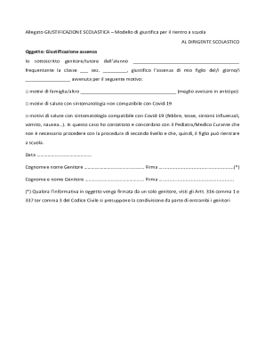 Allegato GIUSTIFICAZIONE SCOLASTICA – Modello di giustifica per il rientro a scuola