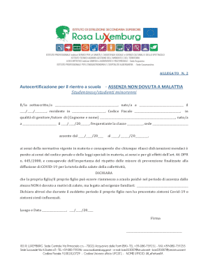 Autocertificazione per il rientro a scuola