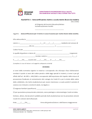 Autocertificazione rientro a scuola