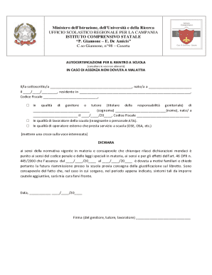AUTOCERTIFICAZIONE PER IL RIENTRO A SCUOLA