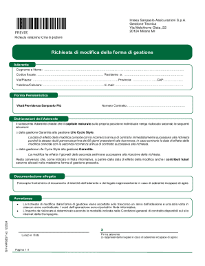 Richiesta di modifica della forma di gestione