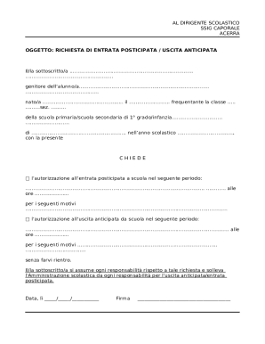 School Request for Late Entry or Early Exit