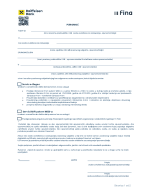 Croatian Power of Attorney for Financial Services