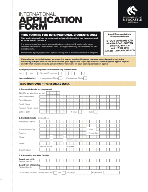 University of Newcastle International Application Form