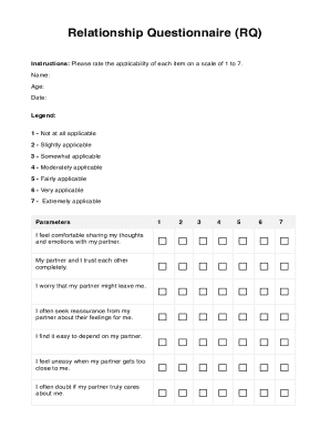 Relationship Questionnaire Form