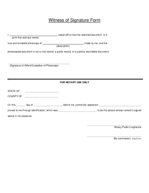 Witness of Signature Form