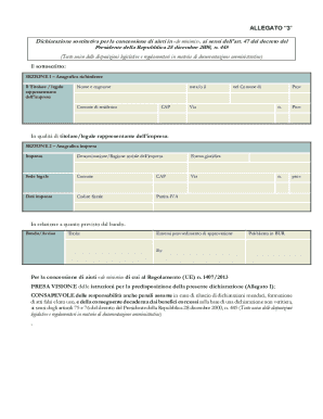 Italian De Minimis Aid Declaration Form