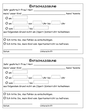 German School Excuse Note