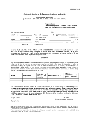 Antimafia Self-Certification Form
