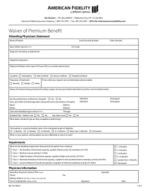 Waiver of Premium Benefit Form