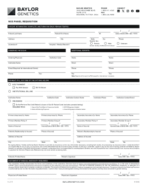 Baylor Genetics NGS Panel Requisition Form