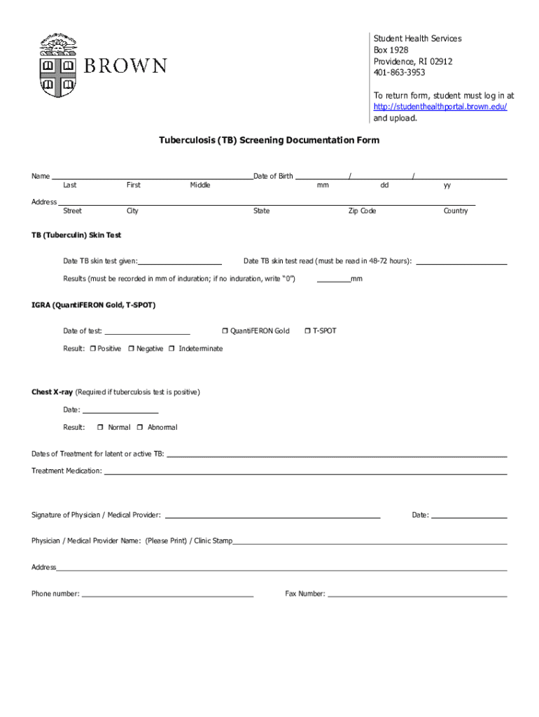Tb Declination Form.pdf Tuberculosis Screening Documentation Form - Blank Fillable Template ...