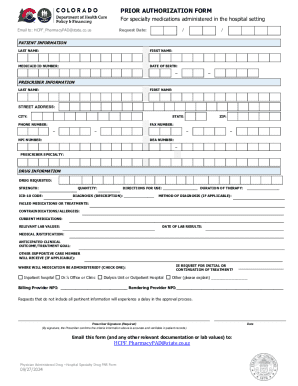 Prior Authorization Form for Hospital Specialty Medications